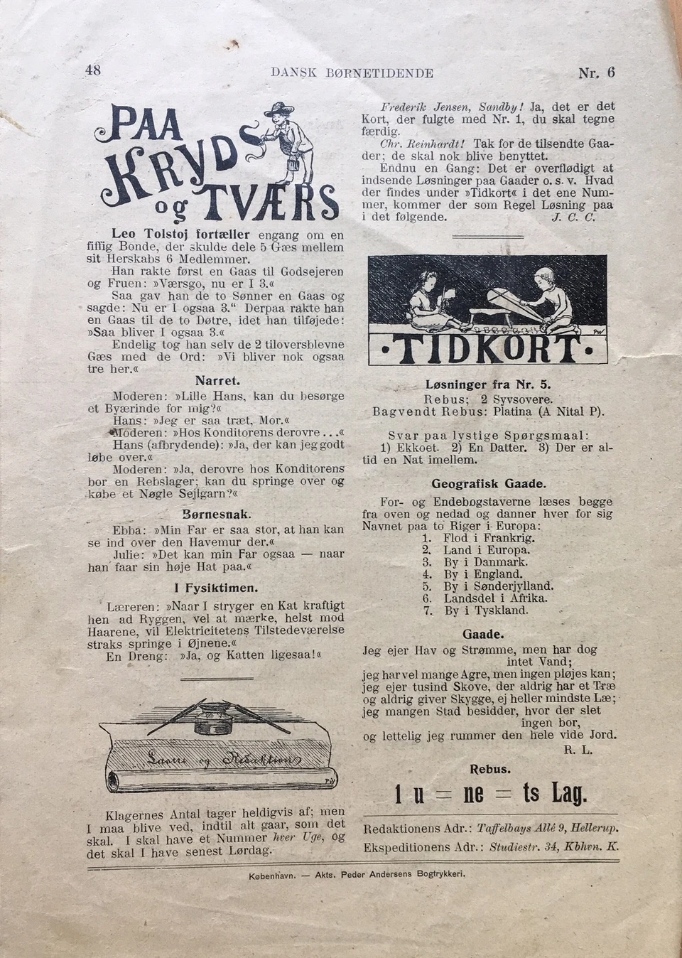 Bagsiden af Dansk Børnetidende