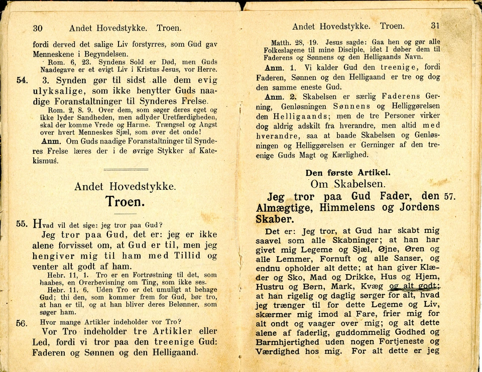 Luthers lille Katekismus, som de unge skulle terpe for at bestå deres kundskabsprøve. Udgave fra 1913.